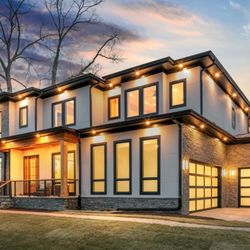 Pella Windows and Doors Showroom of Vienna, VA - Beautiful Arlington, VA home built by Atri Homes. Filled with Pella lifestyle windows, a double hinged door, and a quad sliding door.