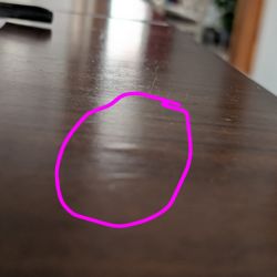Raymour & Flanigan Furniture and Mattress Store - Bubbled finish on kitchen island, 5 years old