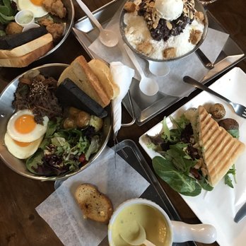 La Forêt - Chicken panini; creamy corn soup; bulgogi platter; chicken platter and original Bingsoo - Coffee & Tea Near Me - Burnaby, British Columbia