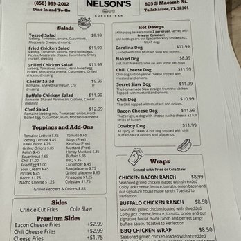 Nelson’s Burger Bar - Menu - Burgers Near Me - Tallahassee, Florida Nelson’s Burger Bar - Menu - Burgers Near Me - Tallahassee, Florida