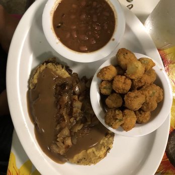 Southern Kitchen - Liver and Onions with red beans and rice and fried okra (best we've had since we moved to PNW). - Southern Near Me - Tacoma, Washington Southern Kitchen - Liver and Onions with red beans and rice and fried okra (best we've had since we moved to PNW). - Southern Near Me - Tacoma, Washington