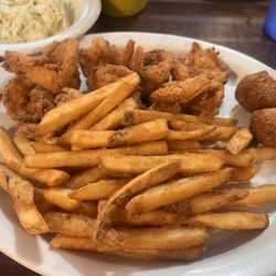 Texas Cajun Cafe - Jumbo shrimp, fries, hush puppies, coleslaw