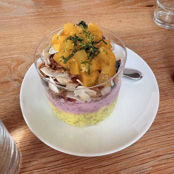 Banter - Chia pudding with blueberries, mango and coconut granola - Breakfast & Brunch Near Me - Bellingham, Washington