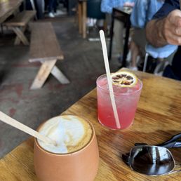Cappuccino and purple (blueberry) lemonade