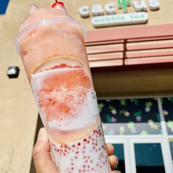 Cactus Bubble Tea - Lychee Smoothie w/ coconut milk!!! OMG!!! So yummy!! Winner!! - Bubble Tea Near Me - Las Vegas, Nevada