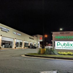 Abernathy Square - Abernathy Road entrance at night.
