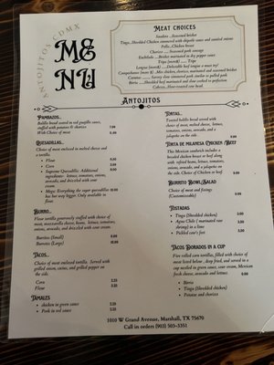 Menu photo 5 Antojitos CDMX Marshall, TX