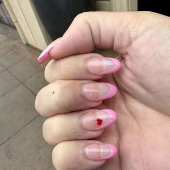 M Vincé Nail Spa - Pink French manicure with a little heart for the upcoming Valentine's Day - Nail Salons Near Me - Meridian, Idaho M Vincé Nail Spa - Pink French manicure with a little heart for the upcoming Valentine's Day - Nail Salons Near Me - Meridian, Idaho