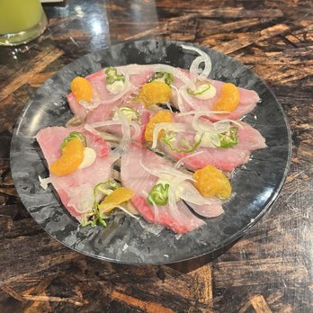 XO Restaurant - Hamachi Sashimi Crudo, Miso Sesame Vin, Aioli, Orange, Shishito - Asian Fusion Near Me - Honolulu, Hawaii XO Restaurant - Hamachi Sashimi Crudo, Miso Sesame Vin, Aioli, Orange, Shishito - Asian Fusion Near Me - Honolulu, Hawaii