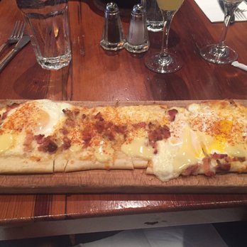Bocado Cafe - Egg and bacon pizza - New American Near Me - New York, New York