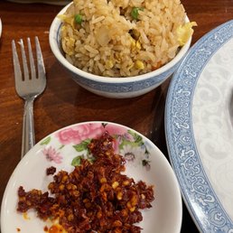 Fried rice and hot sauce Fried rice and hot sauce