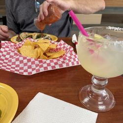 La Fogata Mexican Restaurant - Full margaritas chips and salsa