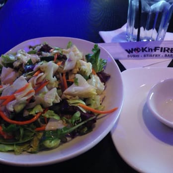 Wok n Fire - side salad that comes with lunch sushi sampler - Asian Fusion Near Me - Burr Ridge, Illinois