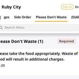 The confusing disclaimer, should say "must eat all food ordered for AYCE, or pay an additional charge for each roll left"