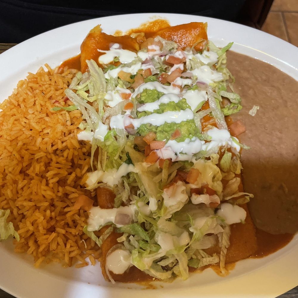 Acapulco - Enchiladas with Red Sauce and Rice and Beans - Mexican Near Me - Alameda, California