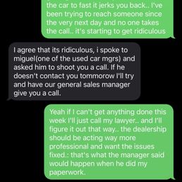 A text message from employee A text message from employee