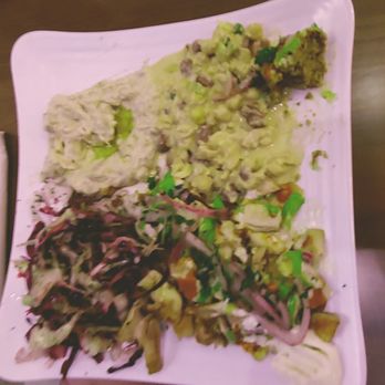 Levant Cafe & Grill - Chicken Shawarma with Hummus, Turkish cabbage and Alwadi moutabel - Mediterranean Near Me - Cedar Park, Texas
