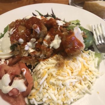 Granzella's Restaurant - The lettuce is buried under the fixins in this Chicken salad.  Chicken choice: grilled or fried (what I tried); "spicy" optional - Italian Near Me - Williams, California