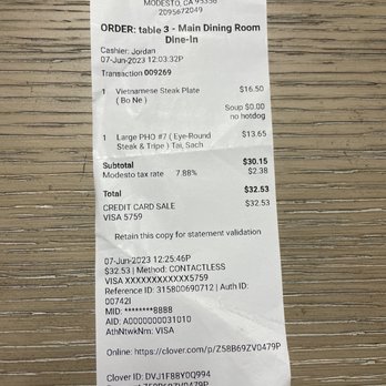 The Pho - Modesto - Receipt - Vietnamese Near Me - Modesto, California The Pho - Modesto - Receipt - Vietnamese Near Me - Modesto, California