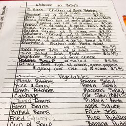 The hand-written menu with lots of good stuff