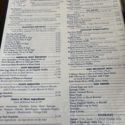 Breakfast side of the menu