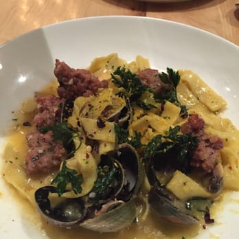 Mercantile - Tagliatelle with cockles and house made fennel sausage - New American Near Me - Denver, Colorado Mercantile - Tagliatelle with cockles and house made fennel sausage - New American Near Me - Denver, Colorado