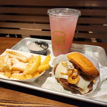 Shake Shack Mission Valley - Black truffle burger, truffle fries, and a pink lemonade - Burgers Near Me - San Diego, California Shake Shack Mission Valley - Black truffle burger, truffle fries, and a pink lemonade - Burgers Near Me - San Diego, California