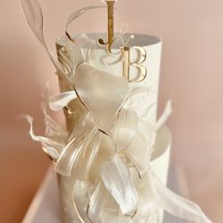 Yours Truly Cake Shop - 8"/6" wedding cake with rice paper decor