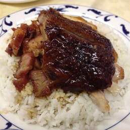 Their claim to fame: roast duck, roast pork and pork w fried skin. Their claim to fame: roast duck, roast pork and pork w fried skin.