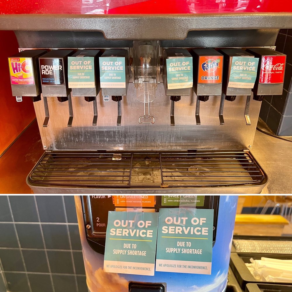 Most Fountain Drinks out of order Most Fountain Drinks out of order