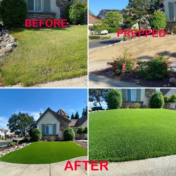 Zamora's Landscaping - Artificial grass installed in our steep front yard - Landscaping Near Me