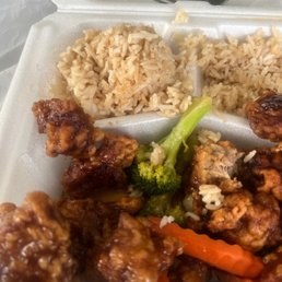 Overcooked Sesame chicken. Overcooked Sesame chicken.