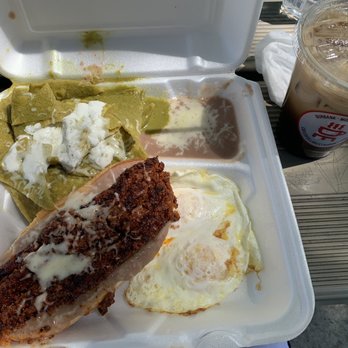 Cafe De Olla - cold drenched chilaquiles, cold beans, salty chorizo - American Near Me - Burbank, California