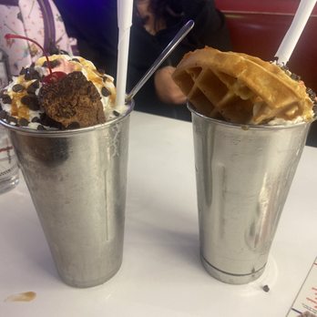 Nifty Fifty's - Two of the dessert milkshakes. The brownie chunk and waffle. - Diners Near Me - Turnersville, New Jersey