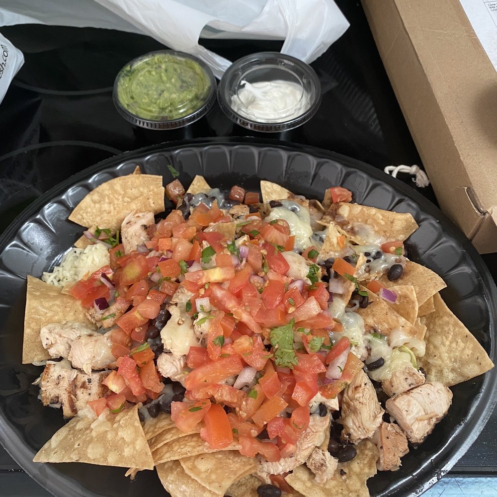 Baja Fresh - Chicken Nachos (note the sauce on the side as we requested) - Mexican Near Me - Los Gatos, California