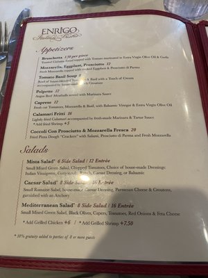 Menu photo 1 Enrigo Italian Bistro Cary, NC Menu photo 1 Enrigo Italian Bistro Cary, NC