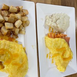 Salmon lox omelet or with grits and one with potato's Salmon lox omelet or with grits and one with potato's