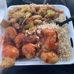 chicken and rice in a styrofoam container chicken and rice in a styrofoam container