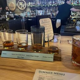 Char Whiskey Flight and a Specialty drink Char Whiskey Flight and a Specialty drink