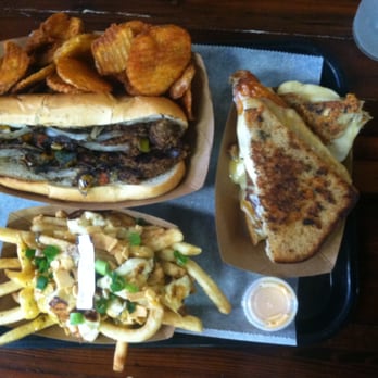 Block 16 - I think thats the vegetarian Philly and grilled cheese with Dragon Fries - American Near Me - Omaha, Nebraska