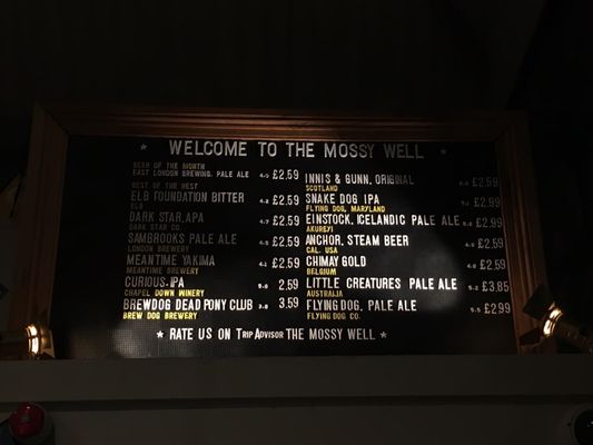 Menu photo 1 The Mossy Well London, XGL