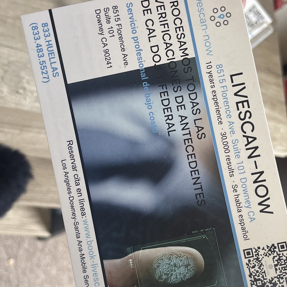 Livescan-Now - Business card - Fingerprinting Near Me - Downey, California Livescan-Now - Business card - Fingerprinting Near Me - Downey, California