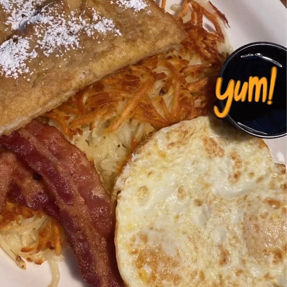 Huckleberry's - French toast with hash browns and eggs - Breakfast & Brunch Near Me - Fairfield, California Huckleberry's - French toast with hash browns and eggs - Breakfast & Brunch Near Me - Fairfield, California