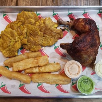 El Rancho Latin Grill - Combo #1: 1/4 chicken with 2 sides (tostones and yuca) - Peruvian Near Me - Alexandria, Virginia El Rancho Latin Grill - Combo #1: 1/4 chicken with 2 sides (tostones and yuca) - Peruvian Near Me - Alexandria, Virginia