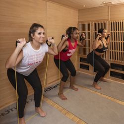 POWER OF 3! Up to 3 people in the sauna at a time! Working out is more fun with friends at HOTWORX LAKELINE