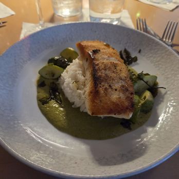 Wolfgang Puck Kitchen + Bar - Seared Halibut - New American Near Me - The Villages, Florida Wolfgang Puck Kitchen + Bar - Seared Halibut - New American Near Me - The Villages, Florida
