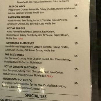 Original Gravity - Menu - New American Near Me - Phoenix, Arizona