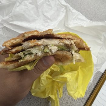 Frosty Queen - Grilled Chicken Sandwich halfway through - Burgers Near Me - Madera, California Frosty Queen - Grilled Chicken Sandwich halfway through - Burgers Near Me - Madera, California