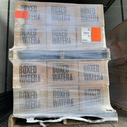 Pallets of boxed water