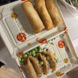 egg 5 Pcs Crispy Spring Rolls 6 Pcs Fried Gyoza